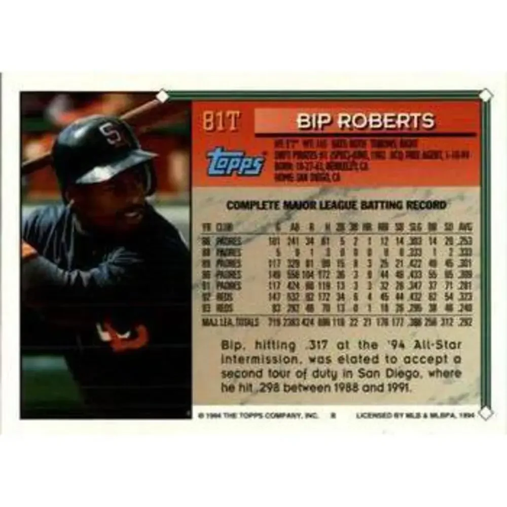 1994 Topps Traded Bip Roberts 81T San Diego Padres